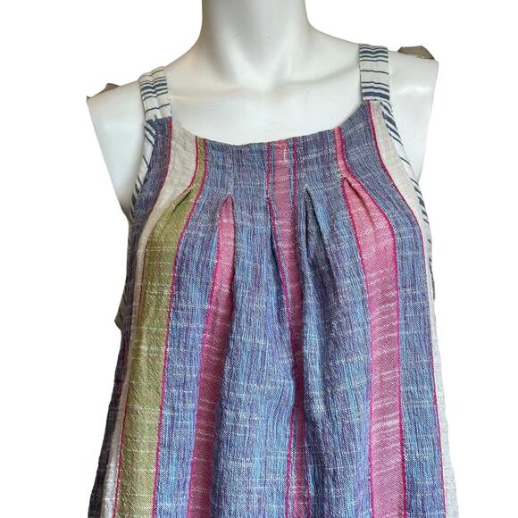 By Anthropologie Cotton Sleeveless Multicolored Textured Blouse sz L - Picture 2 of 10